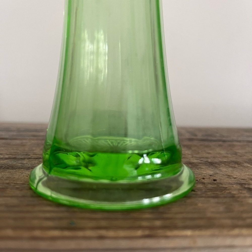 Elegant Vaseline Glass Swung Vase - Picture 6 of 7